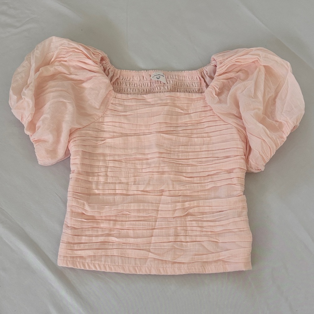 Abercrombie Kids Light Pink Puff Sleeve Blouse